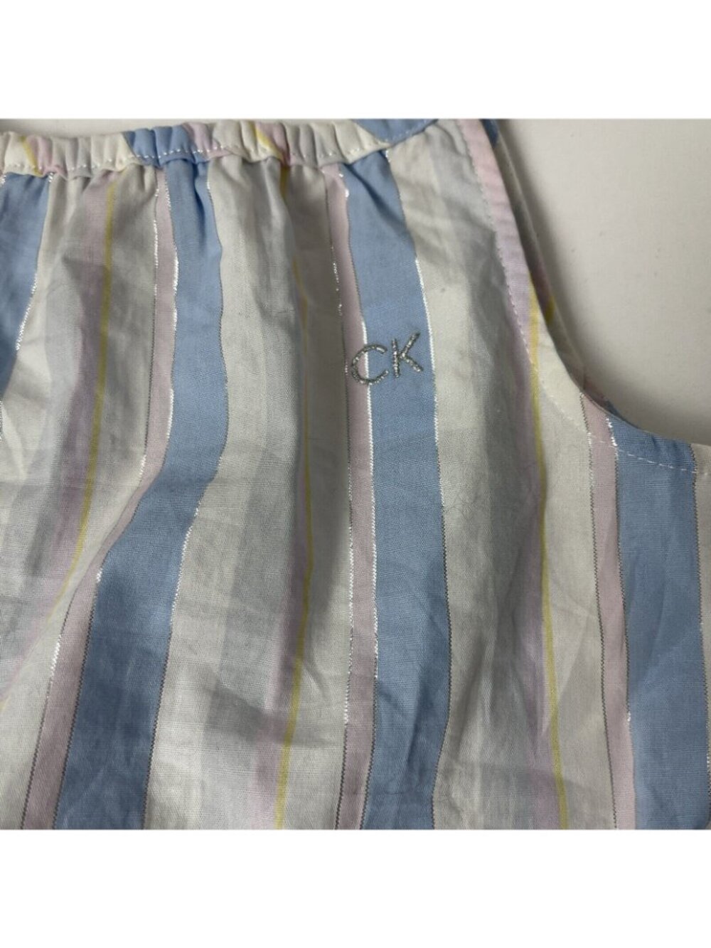 Calvin Klein Girls Size 4T 3-Piece Outfit Pink T-Shirt Blue Shorts Striped Top - Picture 4 of 7